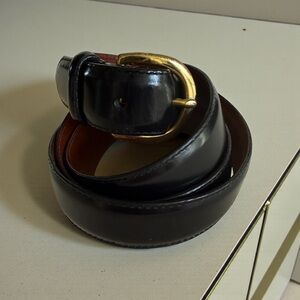 Coach Men’s 3921 Brass Buckle Polished Leather Black Belt Size 42” 105CM